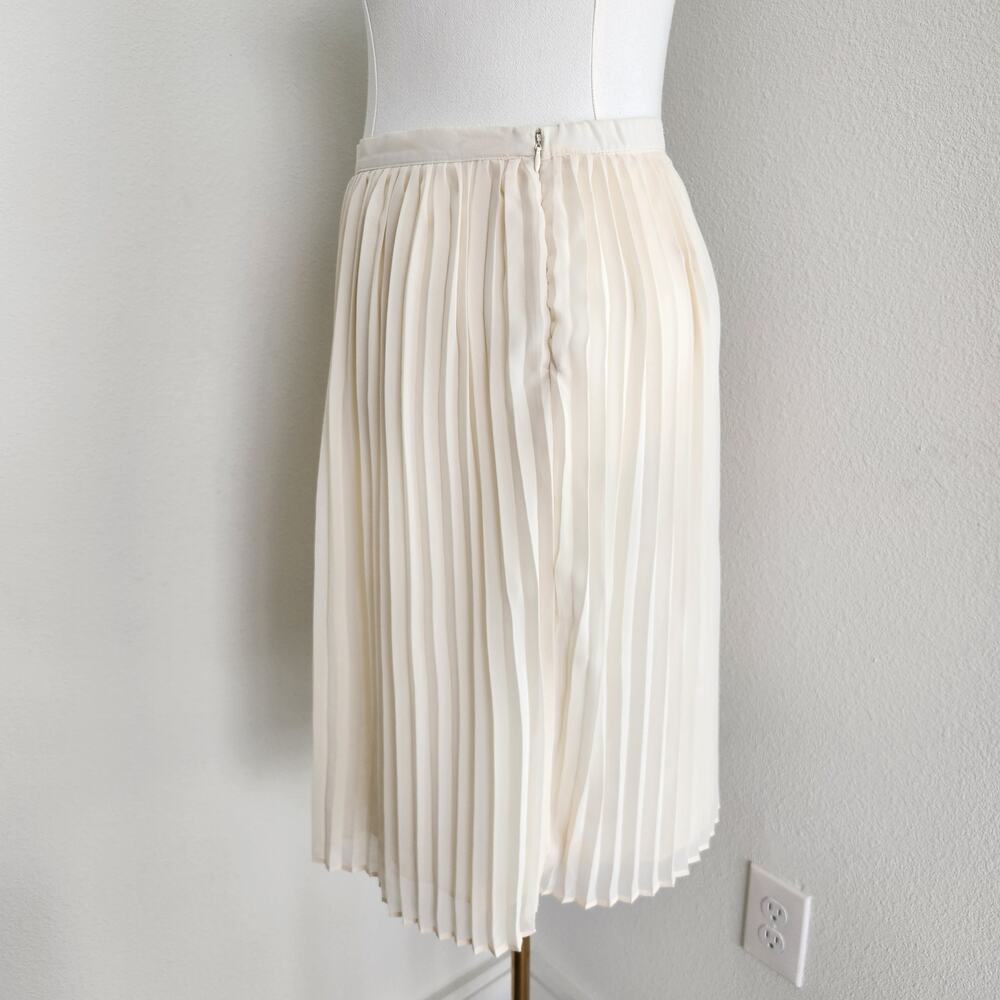 Vintage Y2K Cream Pleated Midi Skirt Mid Rise Elastic Waist NY Collection M - Picture 3 of 9